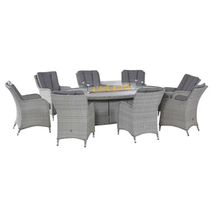 Ascot 8 Seat Dining Set with Fire Pit
 | Grey  Maze   