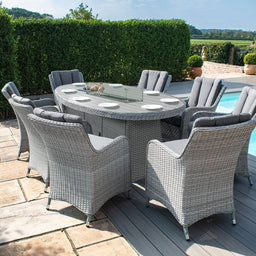 Ascot 8 Seat Dining Set with Fire Pit
 | Grey