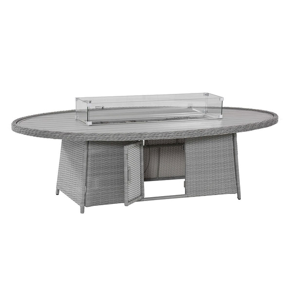 Ascot 8 Seat Dining Set with Fire Pit
 | Grey  Maze   