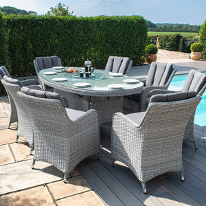 Ascot 8 Seat Oval Dining Set | Grey