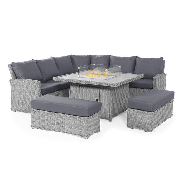 Ascot Deluxe Corner Dining Set with Fire Pit
 | Grey  Maze   