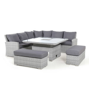 Ascot Deluxe Corner Dining Set with Rising Table & Ice Bucket | Grey  Maze   