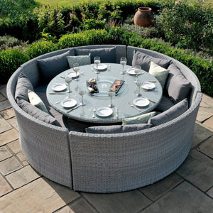 Ascot Round Sofa Dining Set with Rising Table  | Grey  Maze   