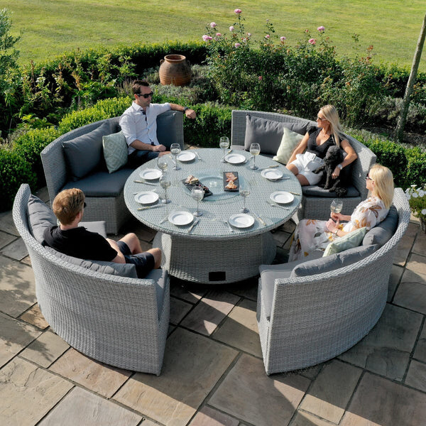Ascot Round Sofa Dining Set with Rising Table  | Grey  Maze   