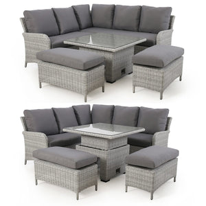 Ascot Square Corner Dining Set with Rising Table  | Grey  Maze   