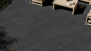 Bearsden™ | Black Stone Effect Porcelain Paving Tiles (60x90x2cm)  MPG Stone   