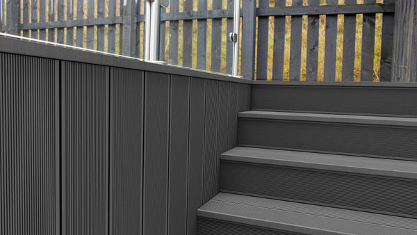 Classic™ | Grooved Composite Decking Bullnose Edge Board (3.6m length) | Light Grey