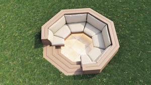 Classic™ Round Sunken Seating Area | Dark Brown  OVAEDA® Composite Decking & Porcelain Paving with Porcelain Paving Floor -  