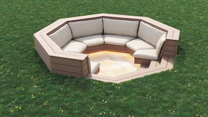 Classic™ Round Sunken Seating Area | Dark Brown  OVAEDA® Composite Decking & Porcelain Paving with Composite Decking Floor -  