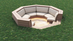 Classic™ Round Sunken Seating Area | Light Brown  OVAEDA® Composite Decking & Porcelain Paving with Composite Decking Floor -  