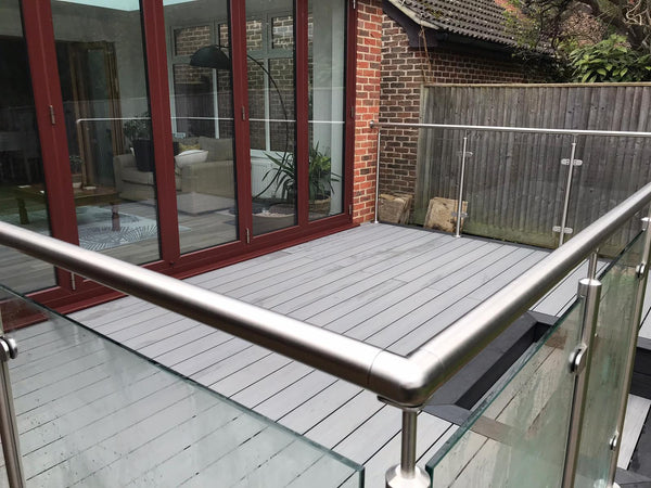 Composite Balustrade (with Glass Panel) 42.4mm Round Handrail 6m Length | Stainless 316