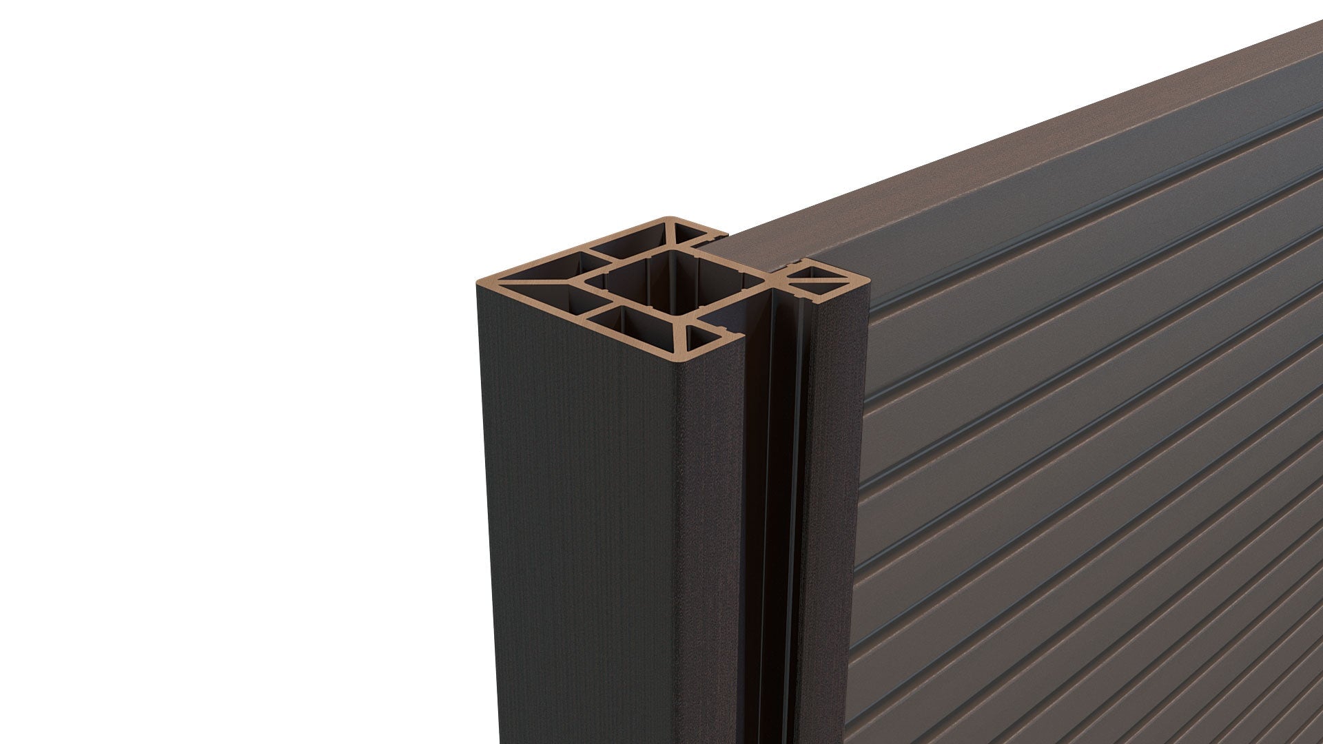 Composite Fencing Corner Post (1.94m length) | Dark Brown
