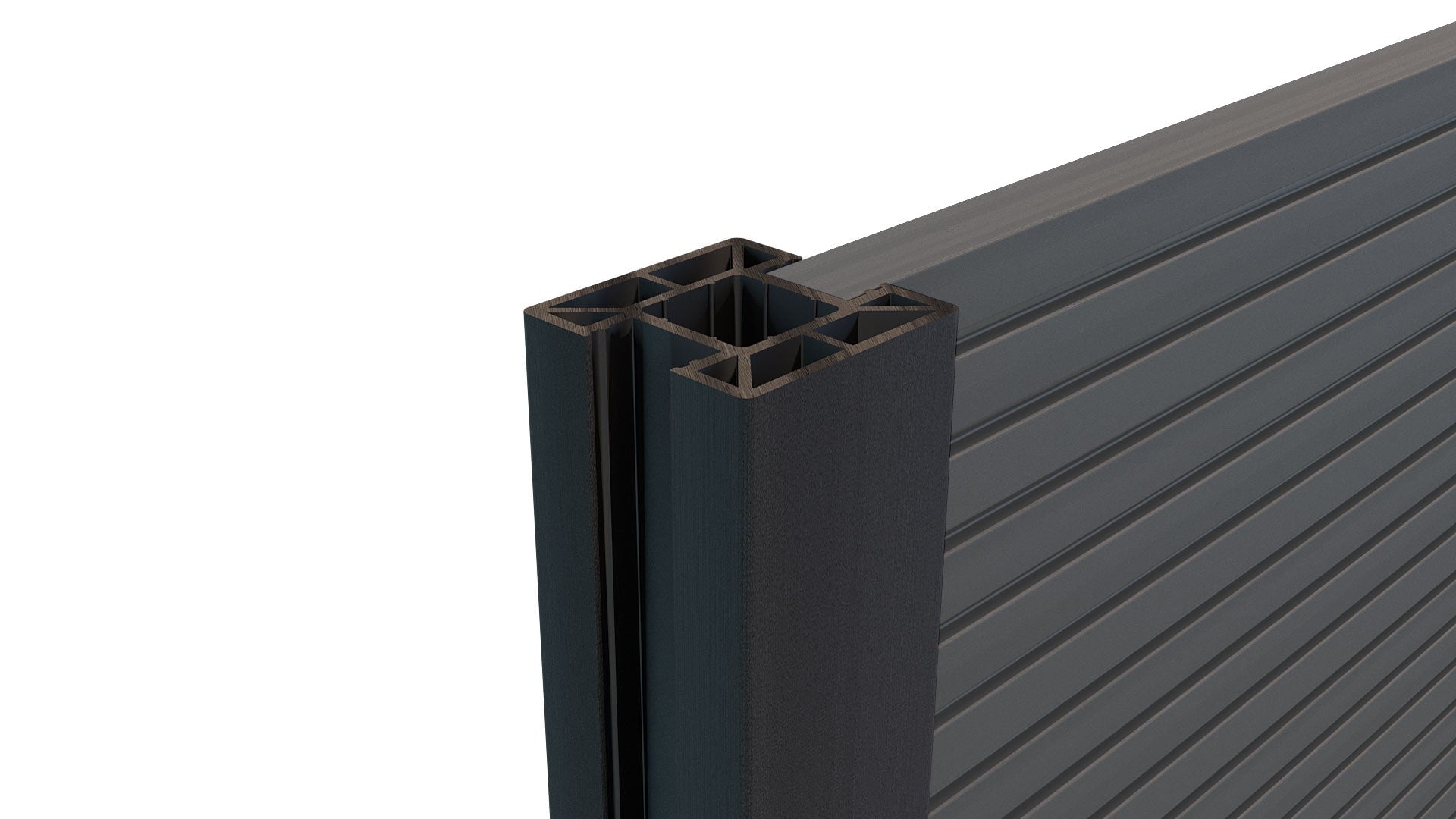 Composite Fencing Inline Post (1.94m length) | Black