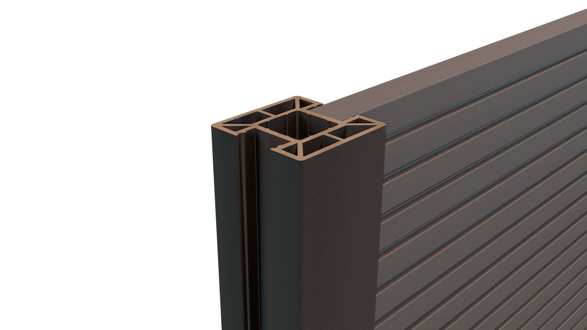 Composite Fencing Inline Post (3m length) | Dark Brown
