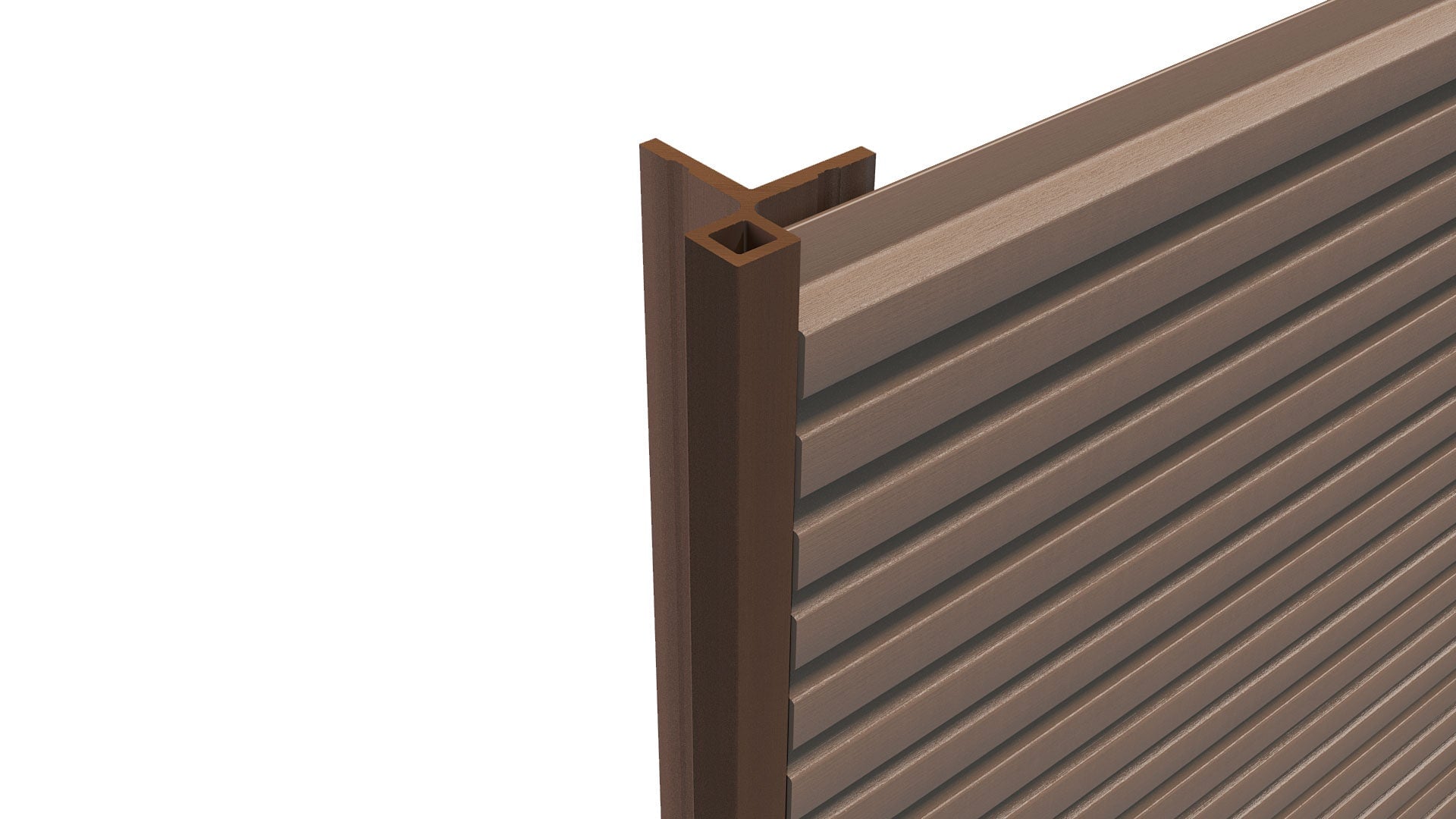 Composite Slatted Cladding Corner Trim (3.6m length) | Light Brown