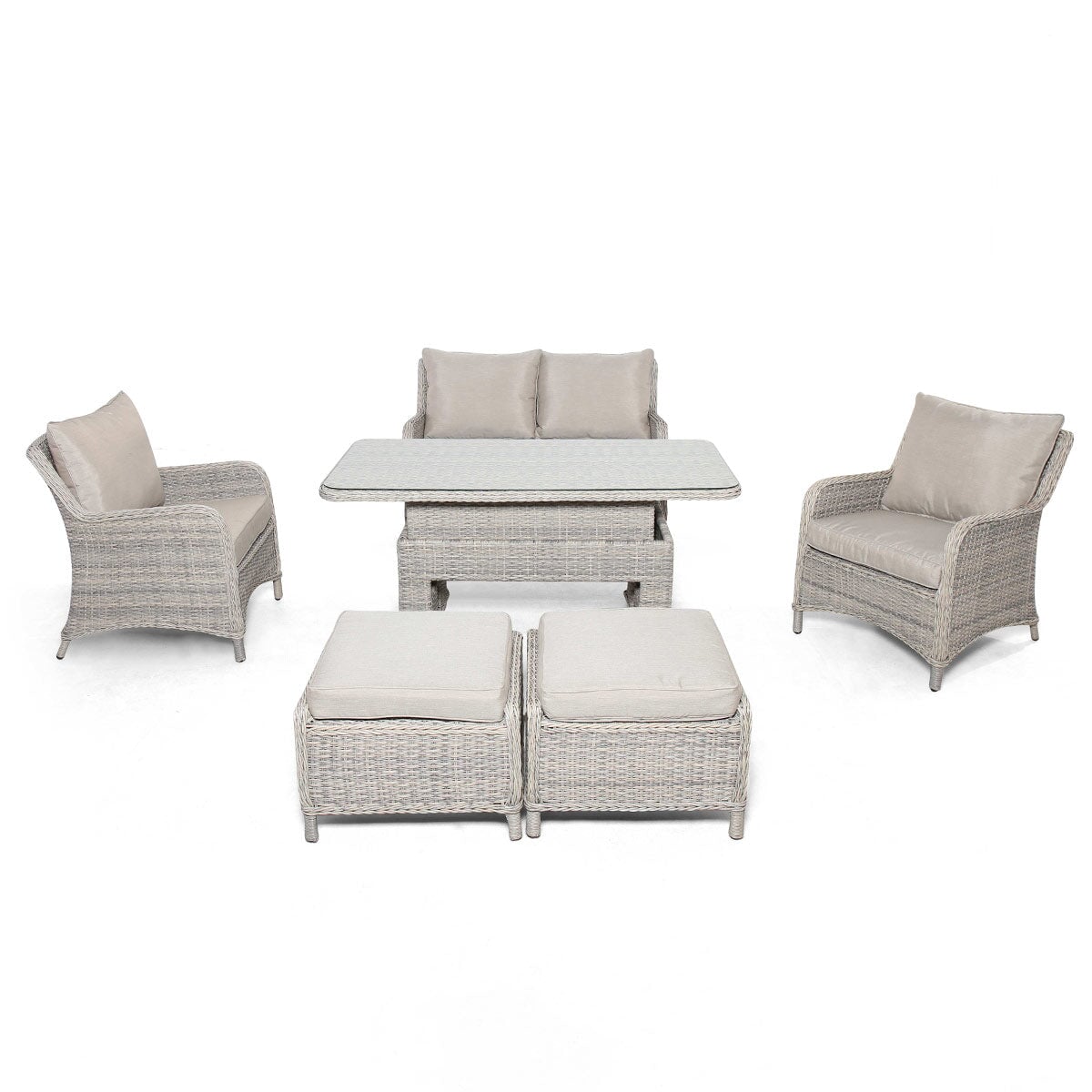 Cotswold 2 Seat Sofa Dining with Rising Table | Grey/Taupe