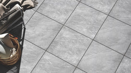 Crombie™ | Light Grey Stone Effect Porcelain Paving Tiles (60x60x2cm)