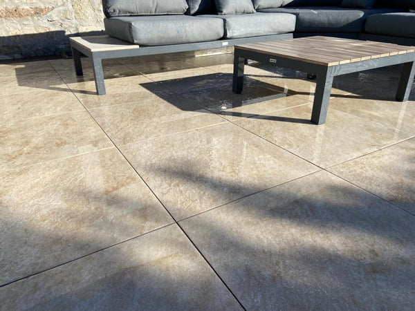 Millden™ | Beige Stone Effect Porcelain Paving Tiles (60x60x2cm) Stone Effect Porcelain Tile Space   