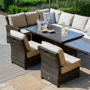 Extending Kingston Corner Dining Set | Brown | Flat Weave  Maze   