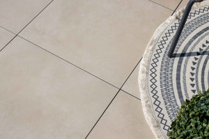 Flote™ | Beige Concrete Effect Porcelain Paving Tiles (60x120x2cm)