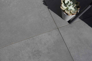 Flote™ | Dark Grey Concrete Effect Porcelain Paving Tiles (60x120x2cm) Contemporary Porcelain Caledonian Stone   