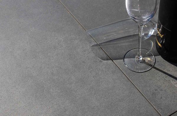 Flote™ | Dark Grey Concrete Effect Porcelain Paving Tiles (60x120x2cm) Contemporary Porcelain Tile Space   