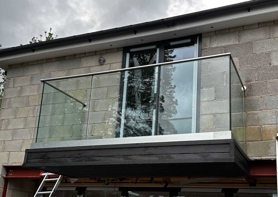 Frameless Glass Balustrade 1.2m Full Panel | 15mm Glass including Stainless Handrail