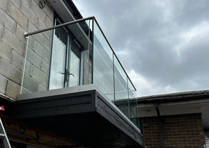 Frameless Glass Balustrade 1.2m Full Panel | 17.5mm Glass including Stainless Handrail  FH Brundle   