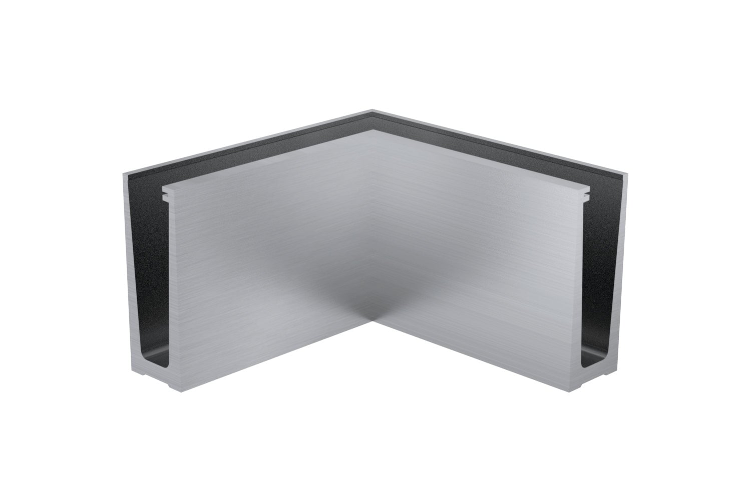 Frameless Glass Balustrade Aluminium Channel Internal Corner 200mm Legs Base Fix (for 12 to 21.5mm Glass) | Mill Finish