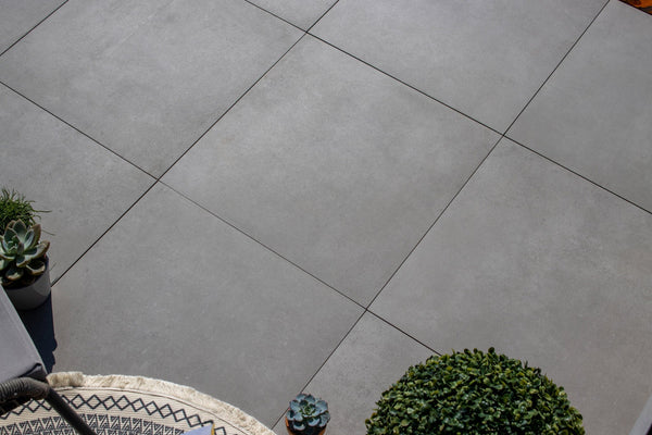 Full Tile Samples Stone Effect Porcelain Sample OVAEDA® Composite Decking & Porcelain Paving Flote™ | Dark Grey Concrete Effect 60x60x2cm  