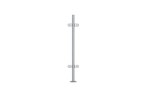Glass Balustrade 42.4mm Mid Post Fully Assembled 978mm Long - Plain Top | Stainless 316  FH Brundle   