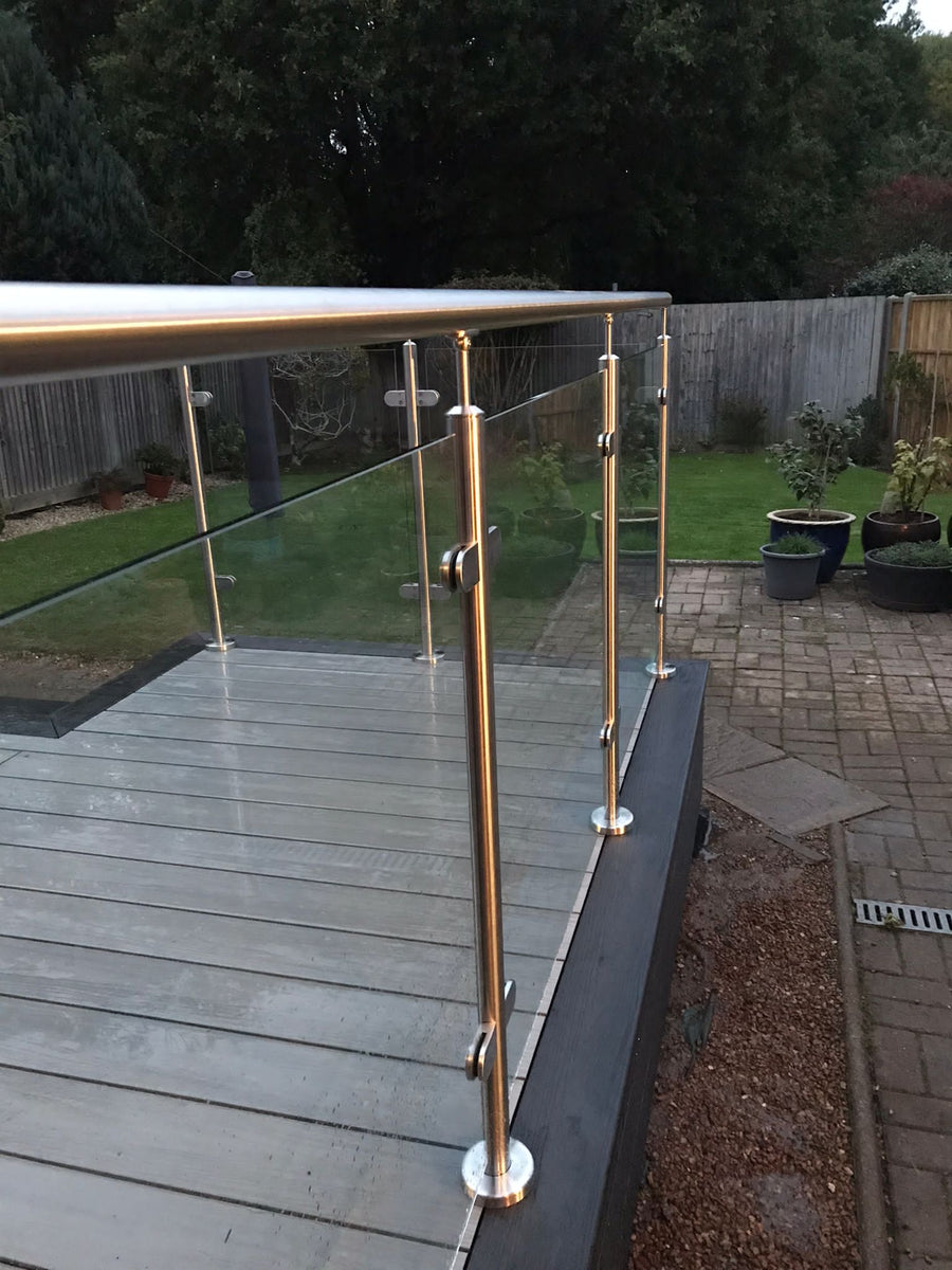 Glass Balustrade 42.4mm Mid Post Fully Assembled Plain Top