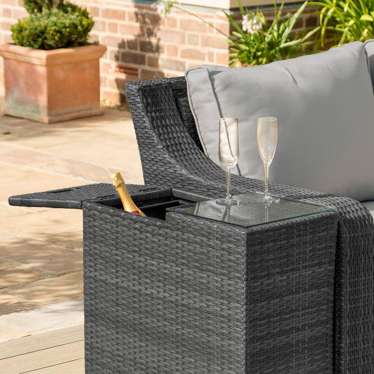 Ice Bucket Side Table Grey Flat Weave