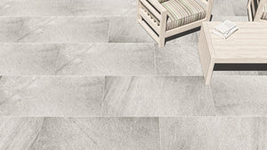 Indio™ | Light Grey Stone Effect Porcelain Paving Tiles (60x120x2cm)  Tilespace   