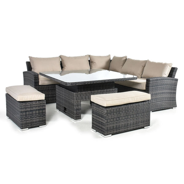 Kingston Corner Deluxe with Rising Table | Brown | Flat Weave  Maze   