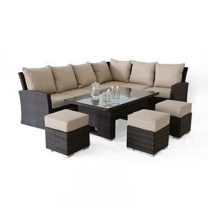 Kingston Corner Dining Set with Rising Table Left Handed | Brown  Maze   