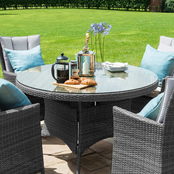 LA 4 Seat Round Dining Set | Grey  Maze   