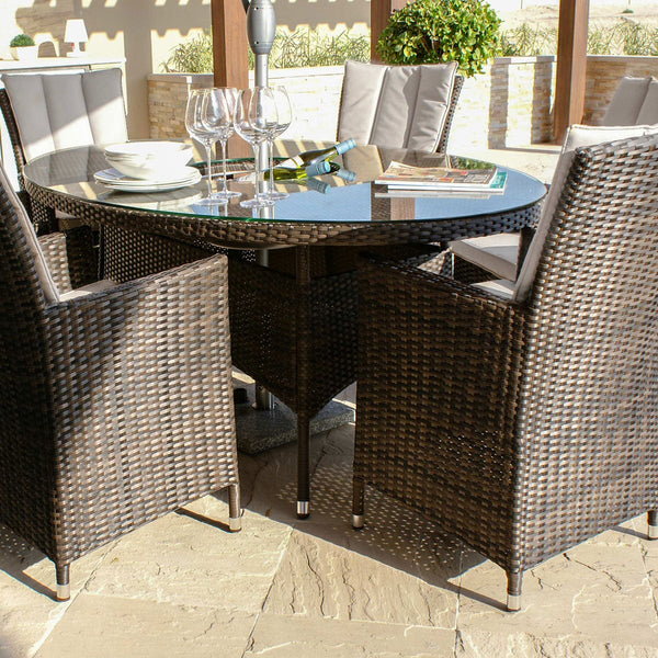 LA 6 Seat Oval Ice Bucket Dining Set with Lazy Susan | Brown  Maze   