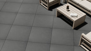 Layne™ | Dark Grey Concrete Effect Porcelain Paving Tiles (80x80x2cm)  Tilespace   