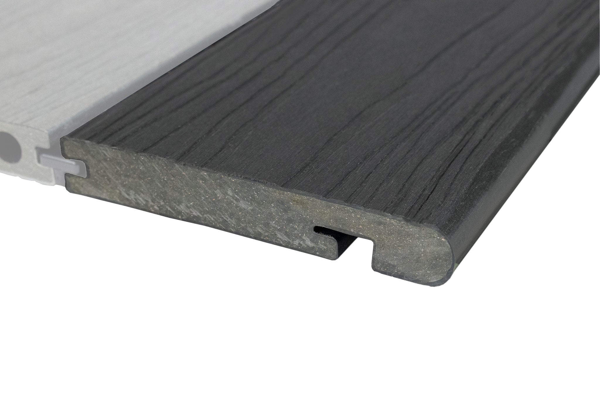 Luxxe™ | Black Woodgrain Composite Decking Bullnose Edge Board (3m length)