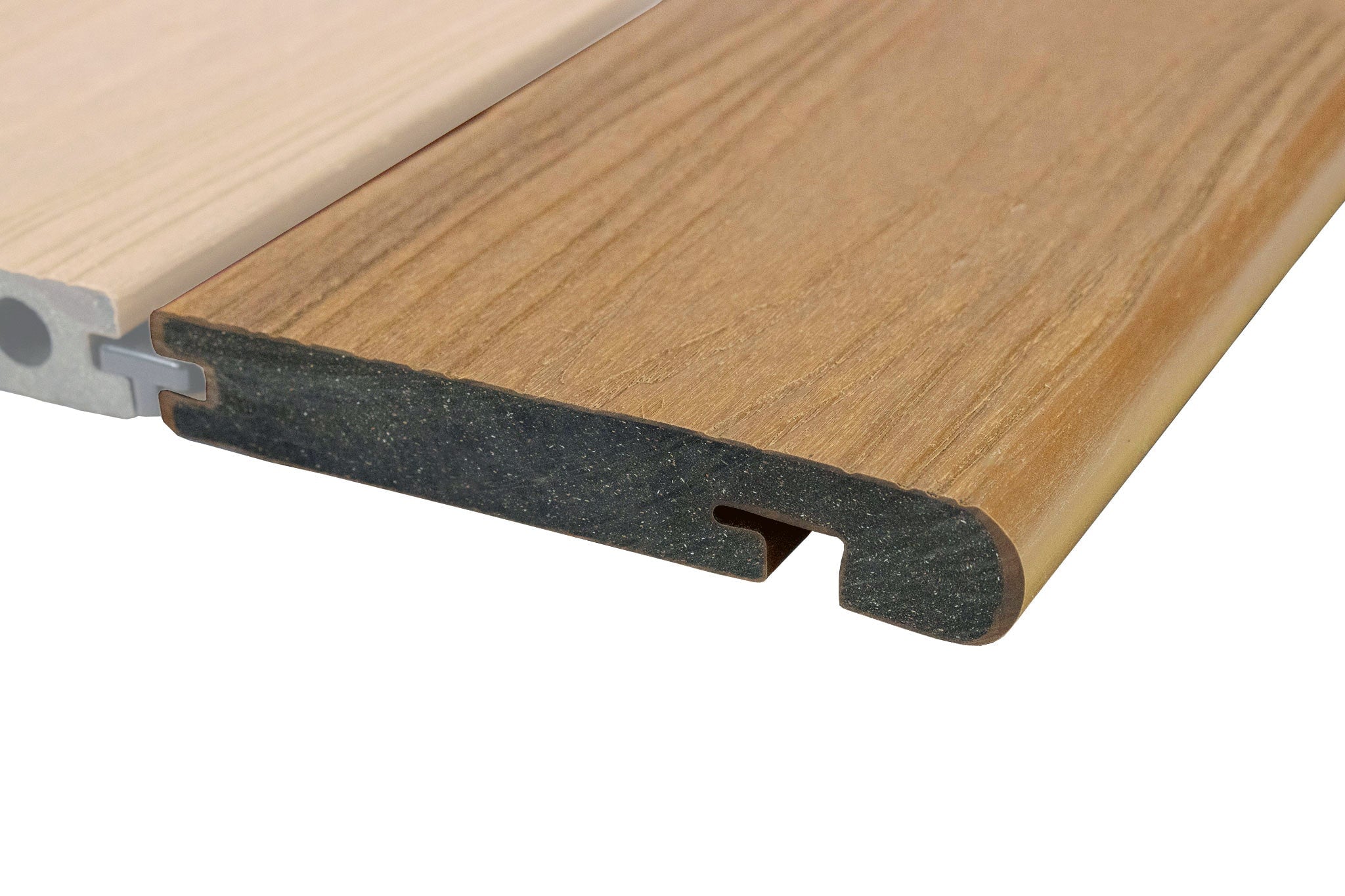 Luxxe™ | Light Brown Woodgrain Composite Decking Bullnose Edge Board (3m length)