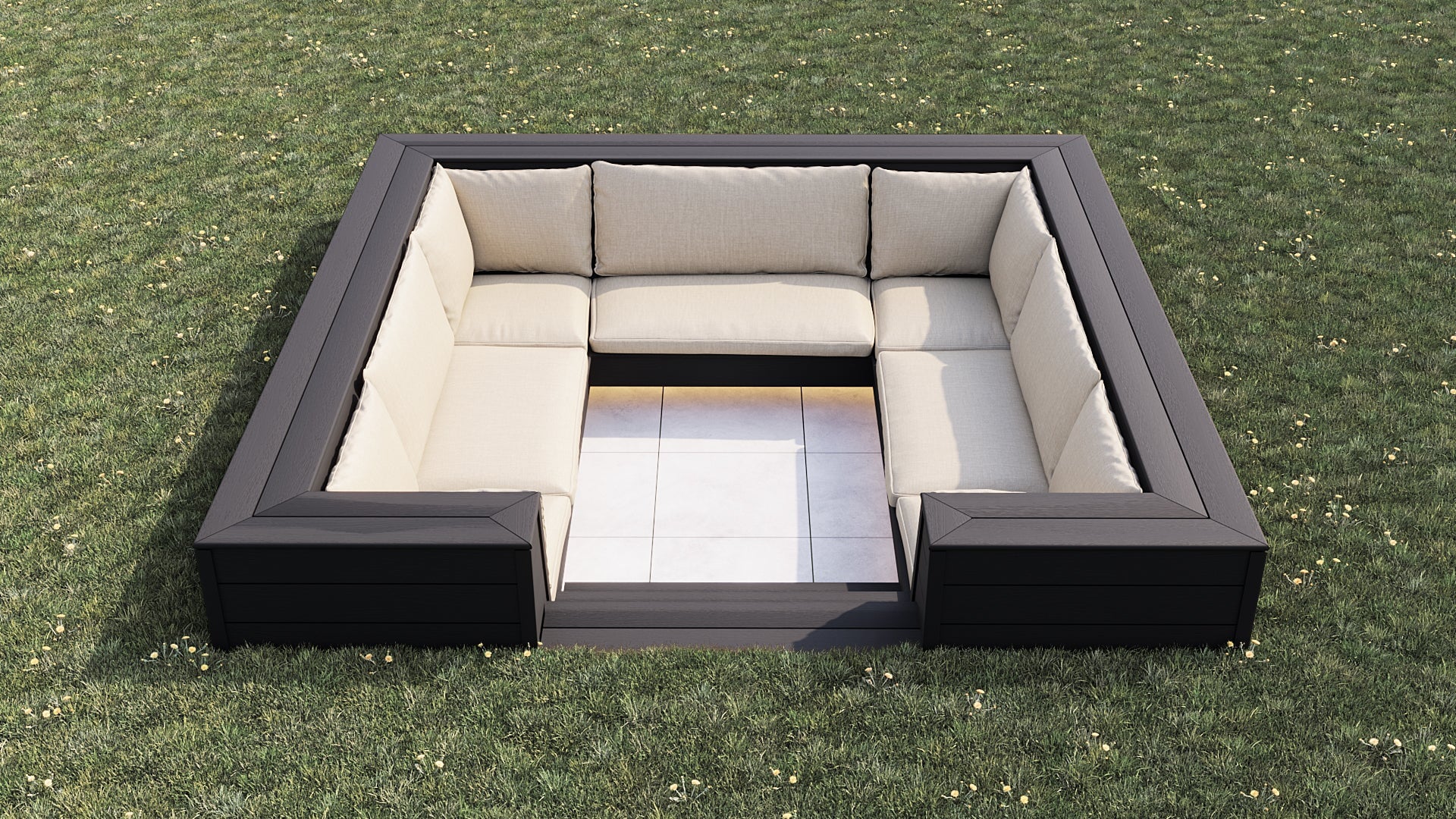 Luxxe™ Square Sunken Seating Area | Black
