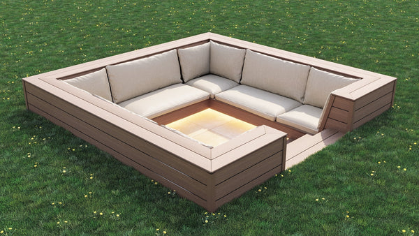 Luxxe™ Square Sunken Seating Area | Light Brown