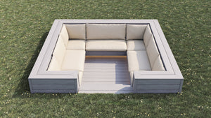 Luxxe™ Square Sunken Seating Area | Light Grey  OVAEDA® Composite Decking & Porcelain Paving with Composite Decking Floor -  