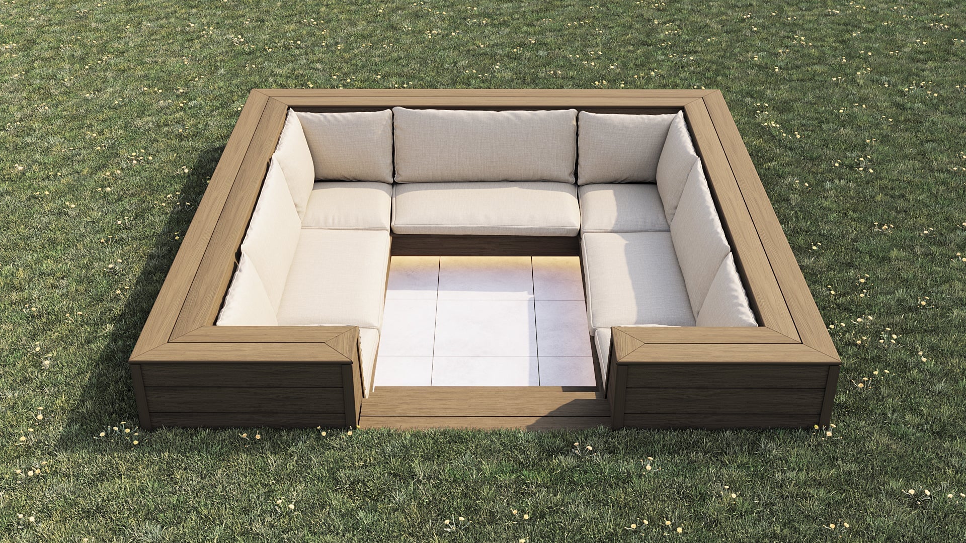 Luxxe™ Square Sunken Seating Area | Natural Brown