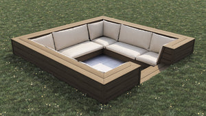 Luxxe™ Square Sunken Seating Area | Natural Brown  OVAEDA® Composite Decking & Porcelain Paving   
