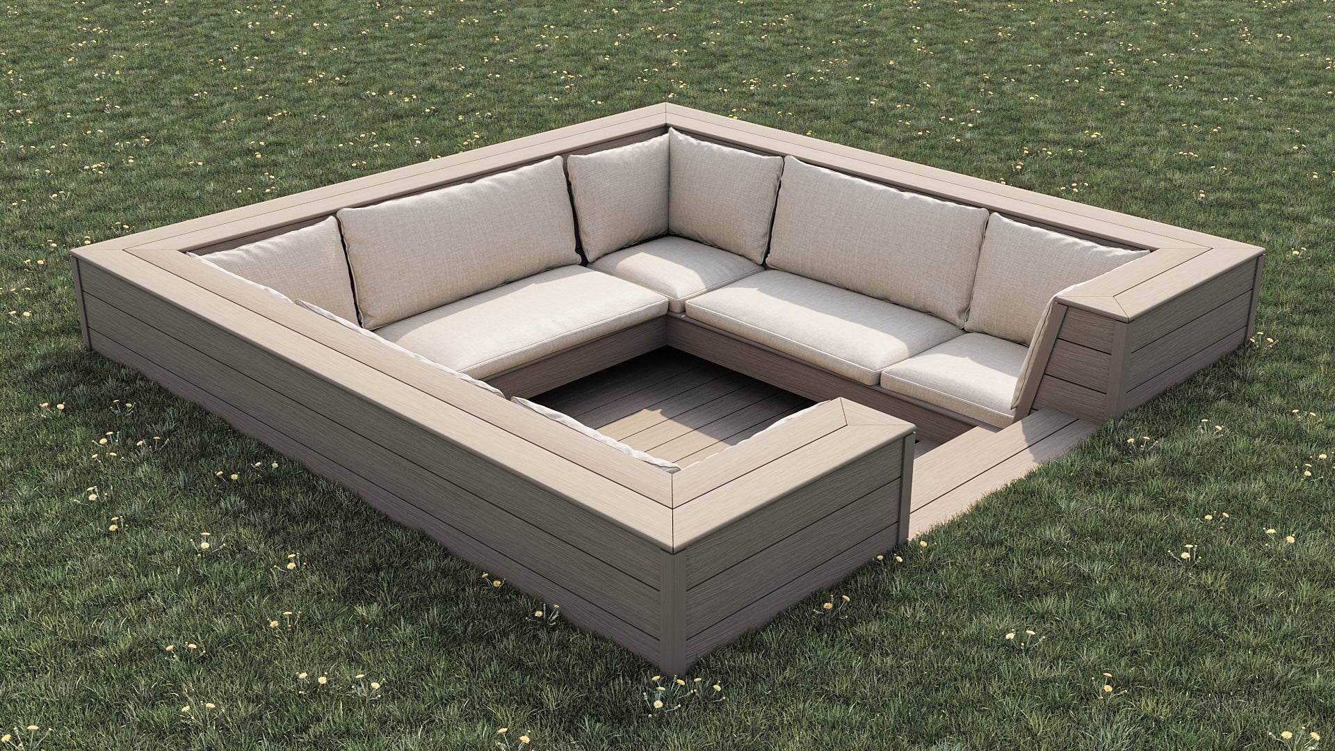 Luxxe™ Square Sunken Seating Area | Natural Grey