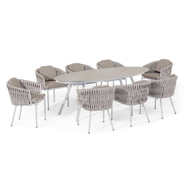 Marina 8 Seat Oval Dining Set | Sandstone  Maze   