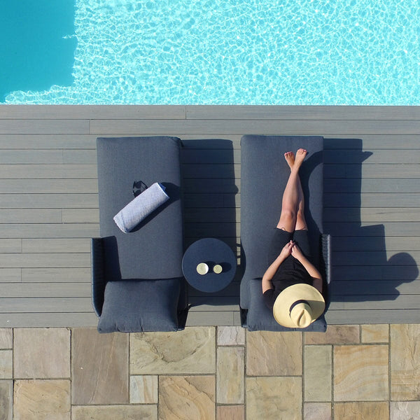 Marina Double Sunlounger Set
(includes side table) | Charcoal  Maze   