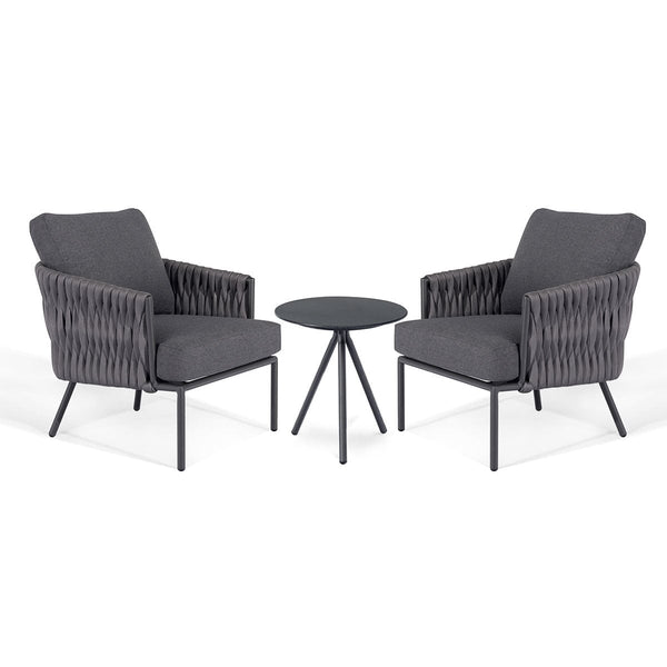 Marina Lounge Set
(2x dining chairs + side table) | Charcoal  Maze   